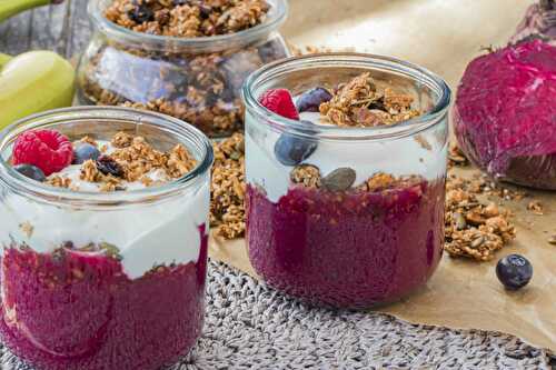Beetroot - yogurt - granola breakfast