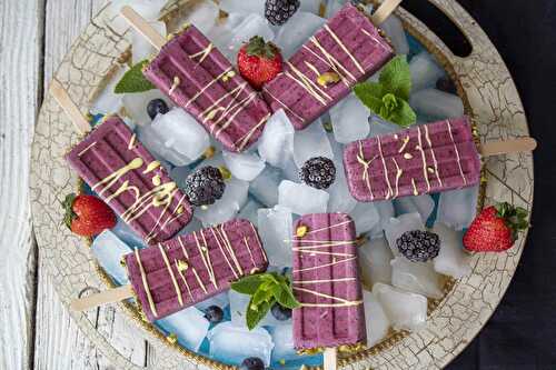Homemade ice pops with red fruits