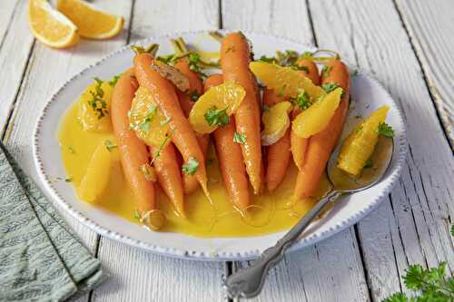 Caramelized young carrots with orange and ginger