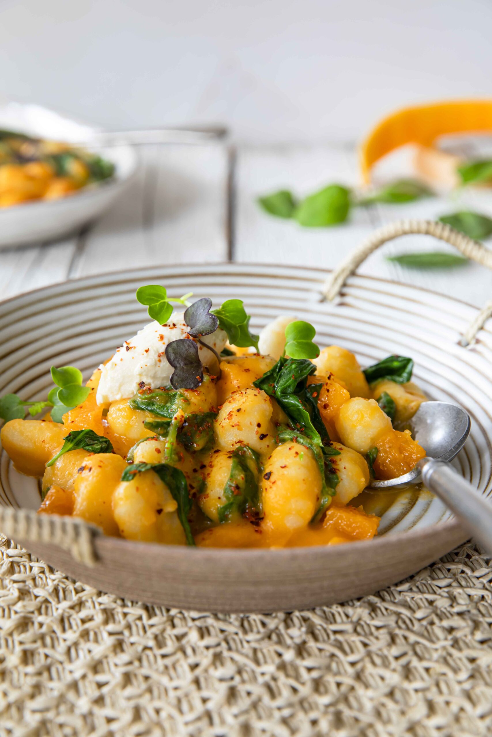 Gnocchi with pumpkin, spinach and mascarpone