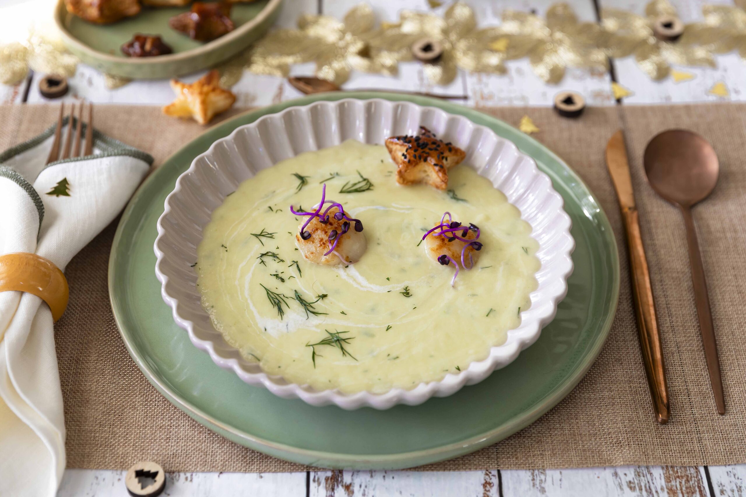 Parsnip soup with scallops
