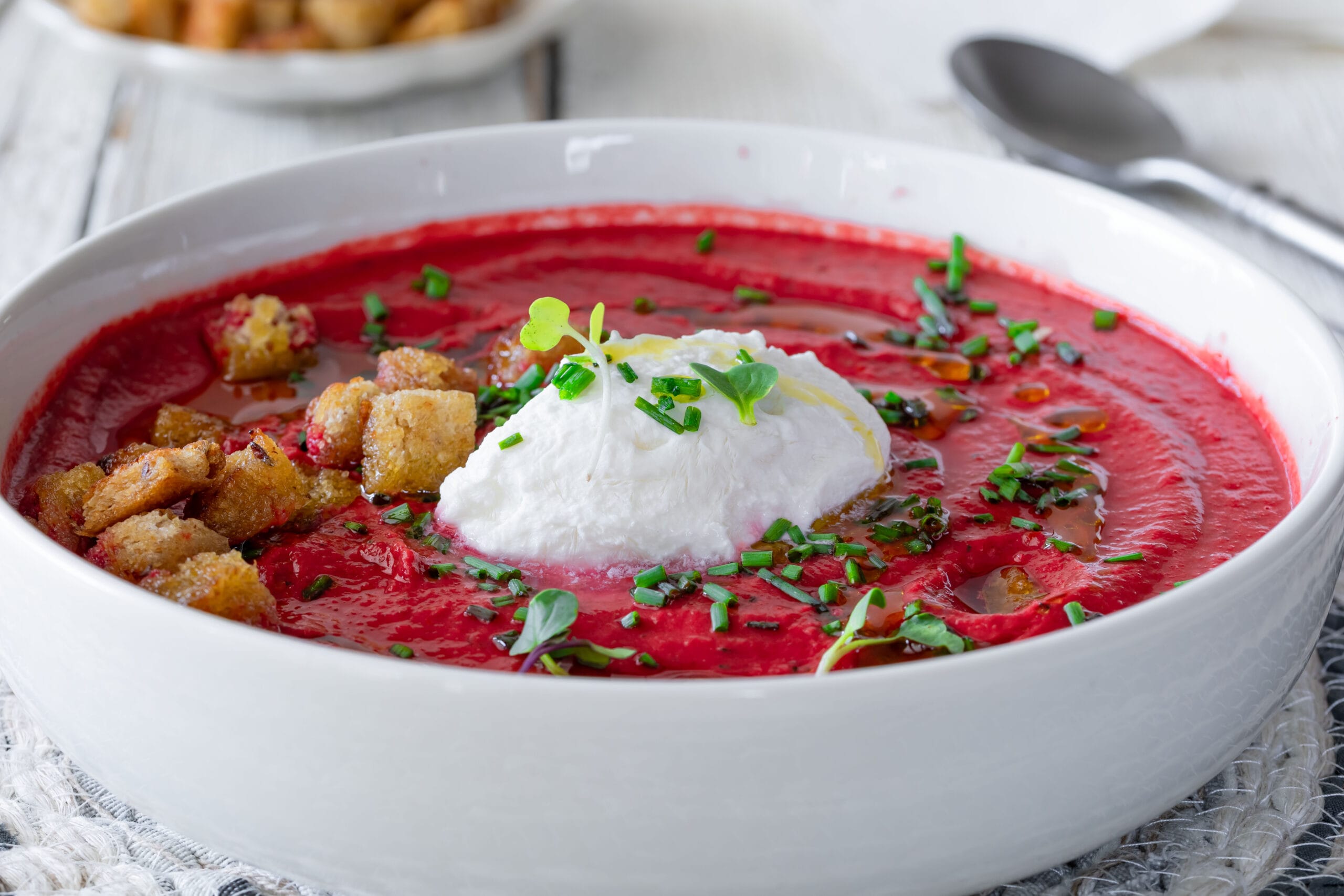 Cold beetroot soup with ricotta