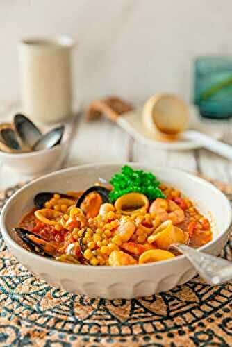 Southern-style pearl couscous with squid