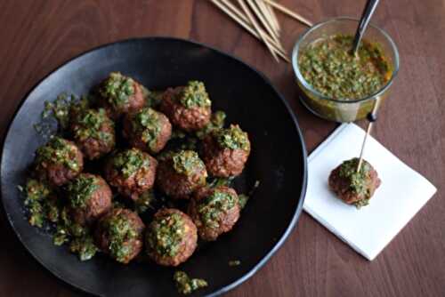 Easy Meatballs with Chimichurri Sauce | Serving Tonight