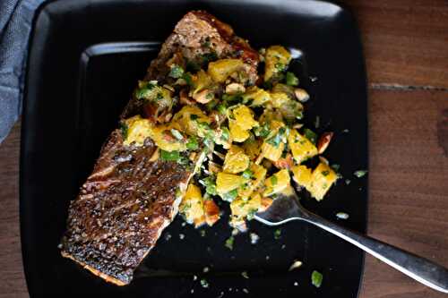 Easy Salmon with Smoked Almond and Orange Salsa | Serving Tonight