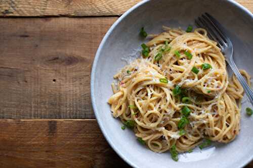 Roasted Garlic Miso Butter Noodles | Serving Tonight
