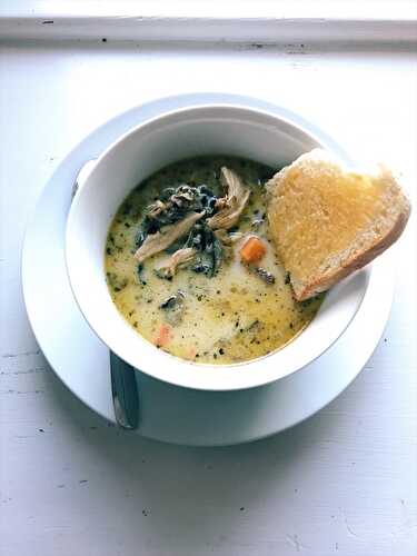 Stovetop Chicken and Mushroom Wild Rice Soup | Serving Tonight