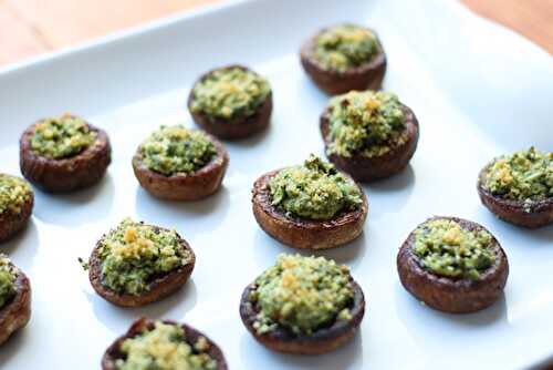 Stuffed Mushrooms with Kale and Cream Cheese | Serving Tonight