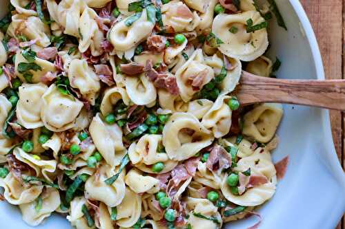 Tortellini Pasta Salad with Prosciutto, Shallots, and Peas | Serving Tonight