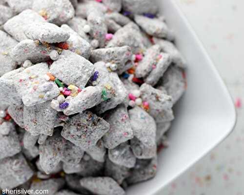 Cake batter muddy buddies (vegan and gluten-free!) | Sheri Silver - living a well-tended life... at any age
