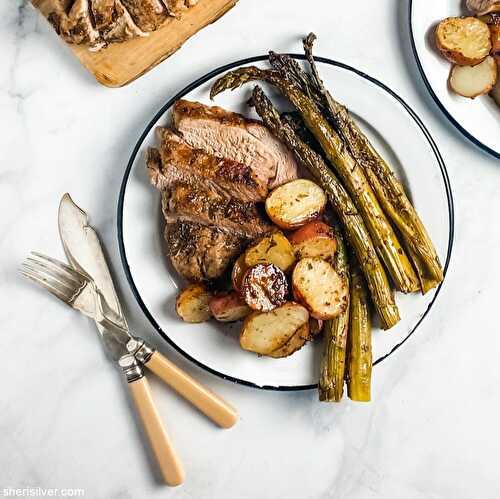 Dinner irl: roast pork tenderloin with new potatoes and asparagus | Sheri Silver - living a well-tended life... at any age