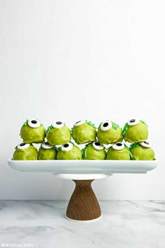 Halloween "in the house": mike wazowski cookie truffles | Sheri Silver - living a well-tended life... at any age