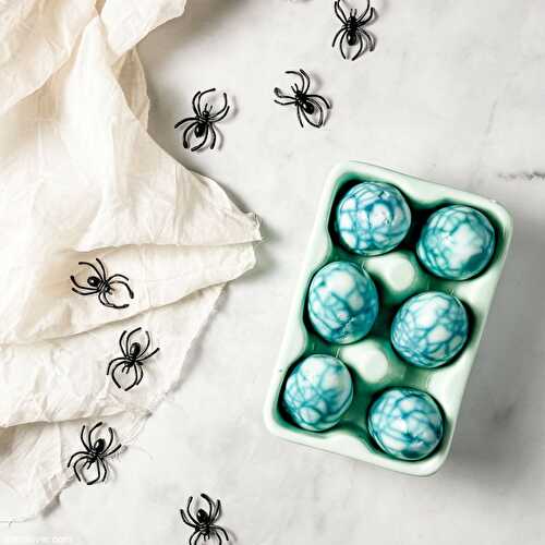 Easy spider web eggs!