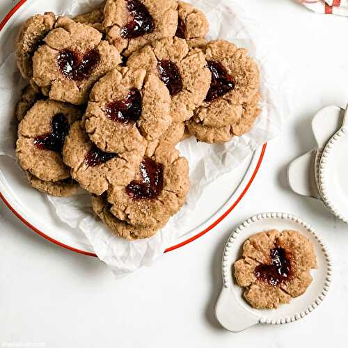 Peanut butter and jelly heart thumbprints