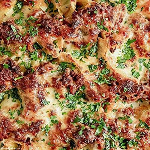 Stuffed shells with ground beef sauce