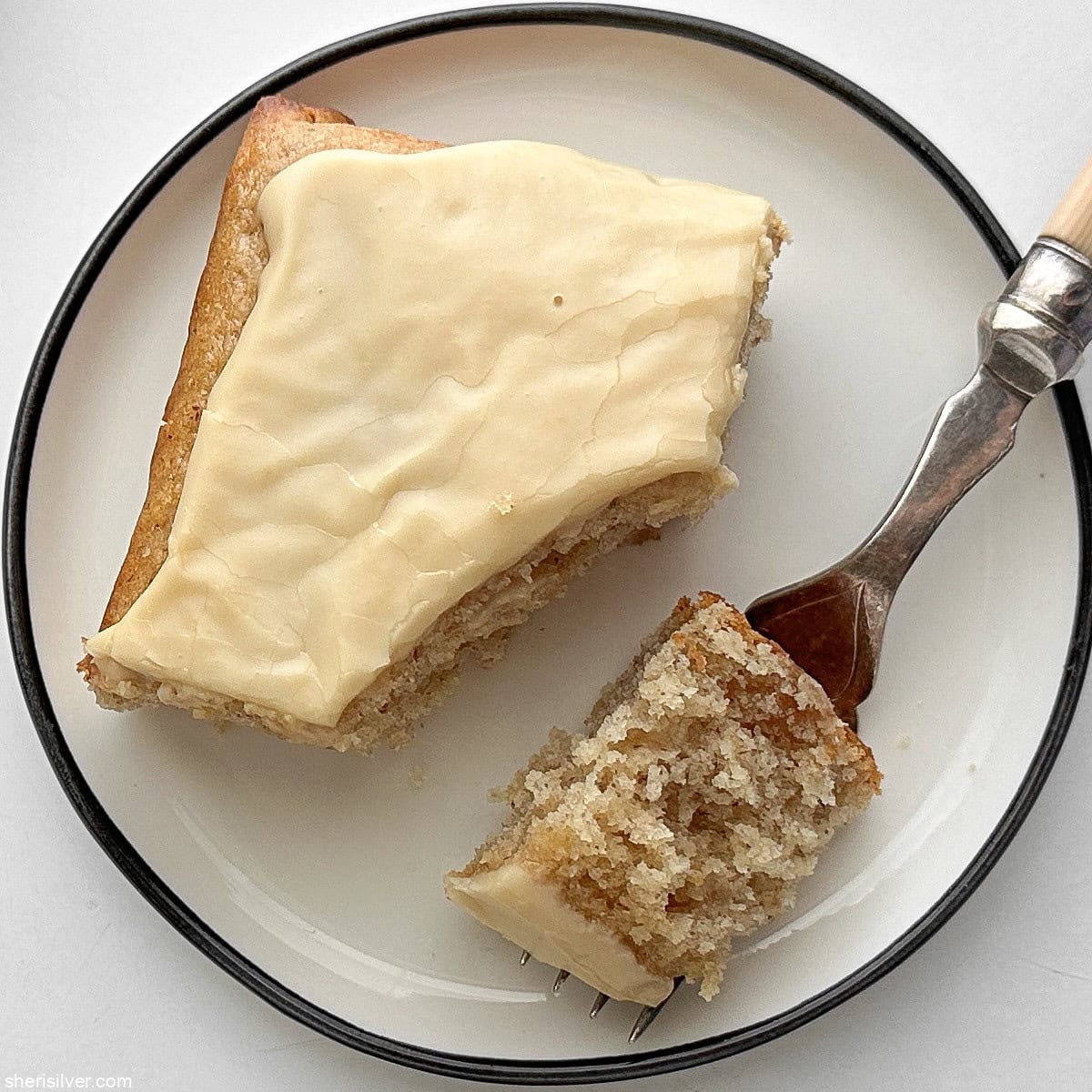 Easy lemon ginger snacking cake with maple glaze