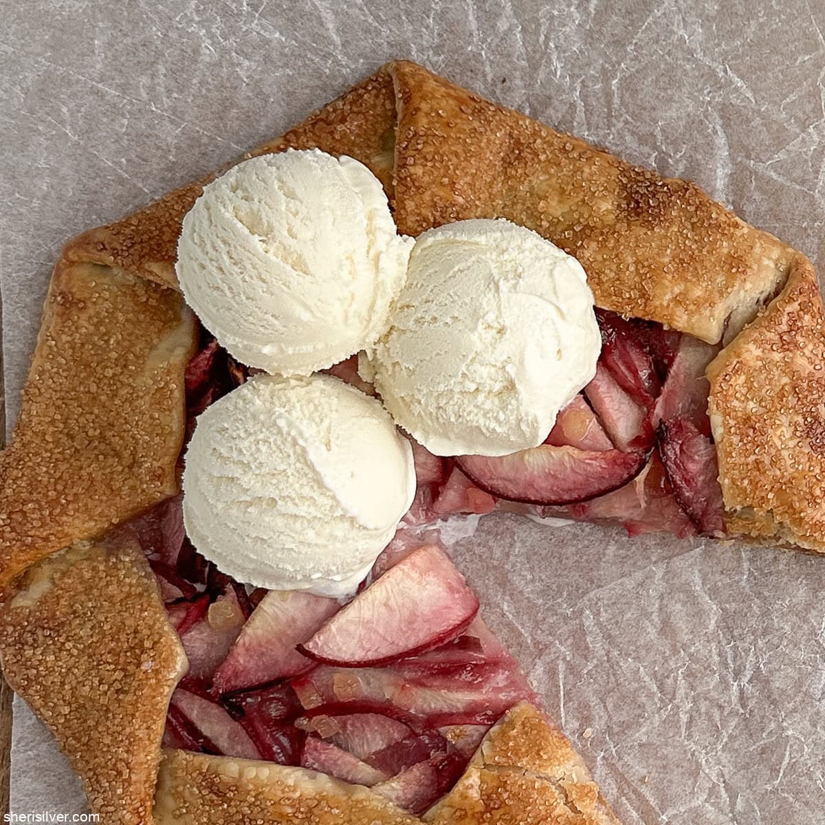 Easy peach galette recipe with almond paste & ginger – quick summer dessert!