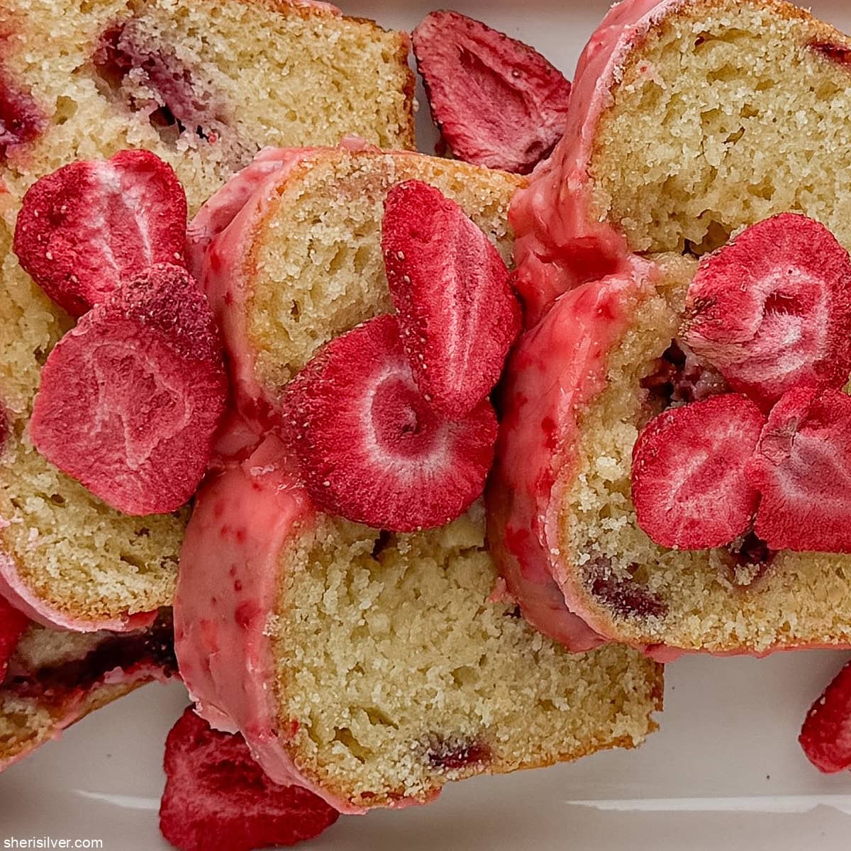 Strawberry Lemon Loaf Cake with Strawberry Glaze