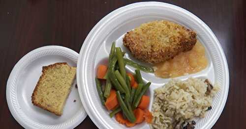 Breaded Pork Chops and Meatloaf for Senior Lunches