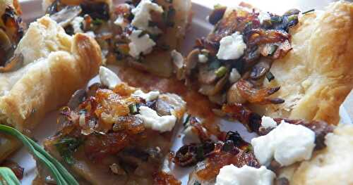 Caramelized Shallot, Mushrooms and Garlic Scape Tart