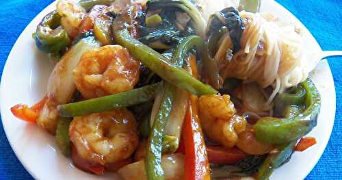 Shrimp Stir Fry with Green Curry Sauce for #FishFridayFoodies