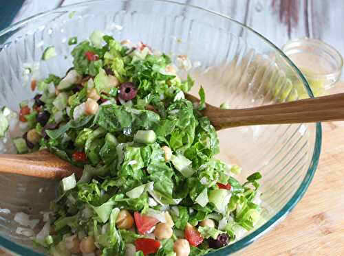 Chopped Greek Salad with Lemon Dressing and Romaine Lettuce