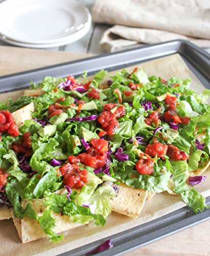 Easy Black Bean Sheet Pan Nacho Salad (vegetarian under 30 minutes)