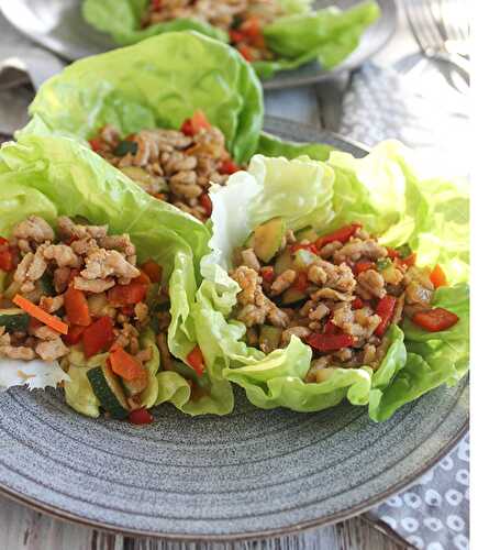 Easy Low Carb Asian Chicken Lettuce Wraps with a Vegan Option