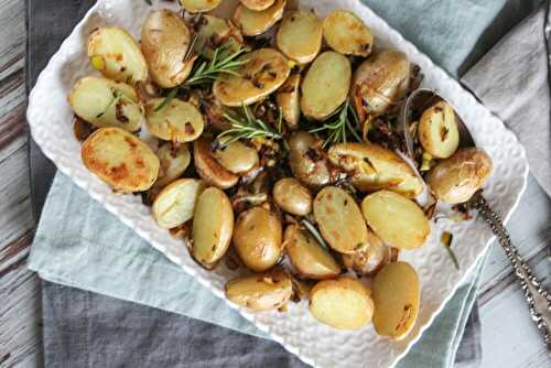 Easy Oven Roasted Baby Yellow Potatoes with Caramelized Leeks
