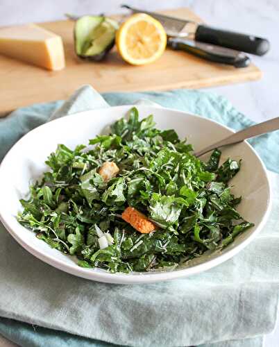 Healthy Kale Salad with Creamy Avocado Dressing (No Mayonnaise)