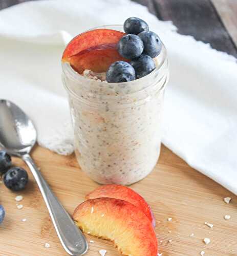 Peach Overnight Oats With Blueberries - A quick and Healthy Breakfast