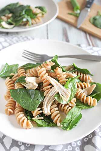 Spinach Chicken Pasta Salad with Sesame Dressing - Easy Dinner Idea