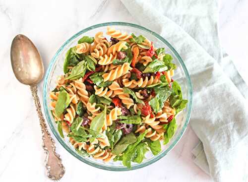 Spinach Pasta Salad with Sun Dried Tomatoes