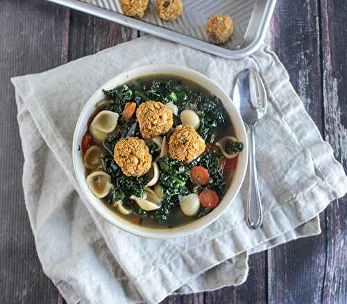 Tuscan  Vegetable Soup With White Bean "Meatballs"