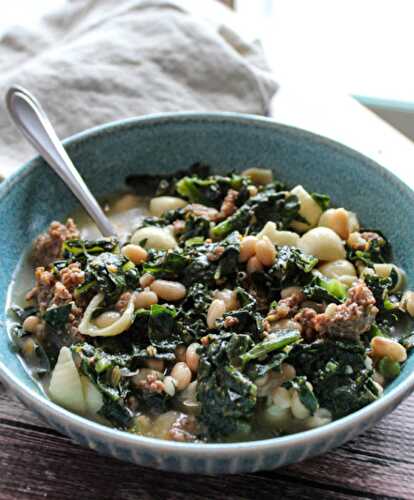 White Bean & Sausage Soup with Kale Stove-Top or Instant-Pot
