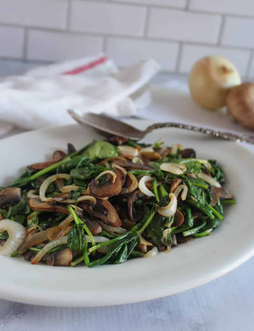 Sauteed Spinach Mushrooms and Onions