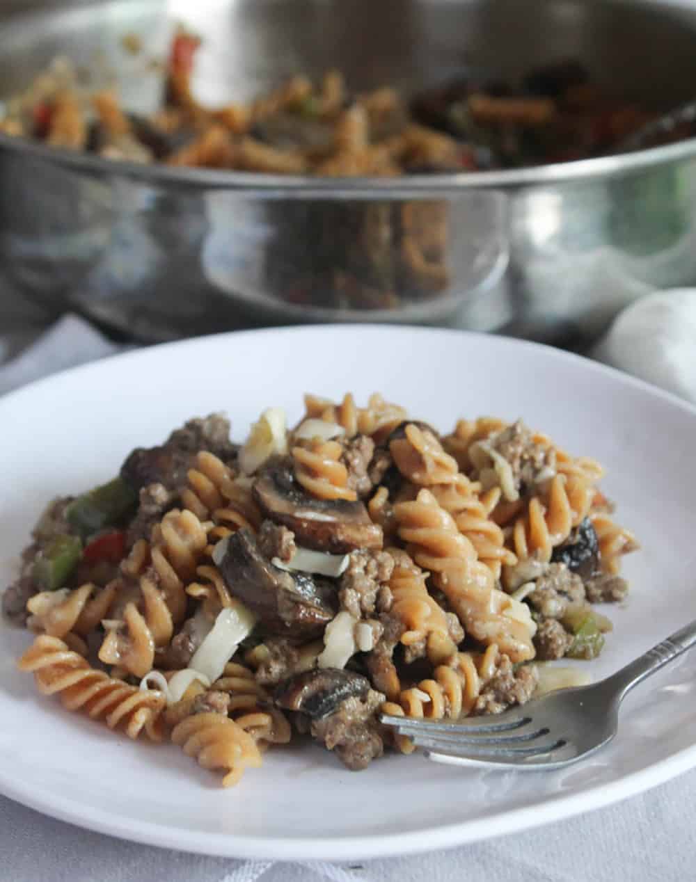 One Pot Philly Cheesesteak Pasta