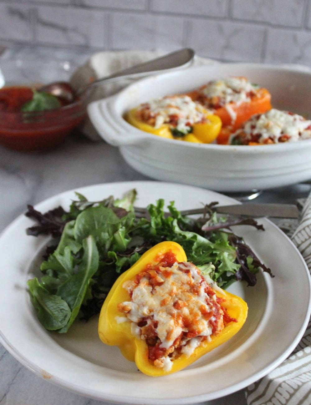 Chicken Parmesan Stuffed Peppers