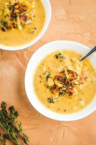 Roasted Cauliflower & Broccoli "Cheddar" Soup (Vegan+GF)