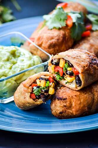 Southwest Egg Rolls and Avocado Ranch Dipping Sauce (Vegan)