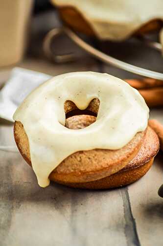 Baked Chai Latte Doughnuts and Vanilla Bean Icing (Vegan)