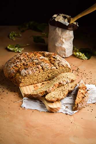No-Knead Whole Grain Seed Bread (Vegan)