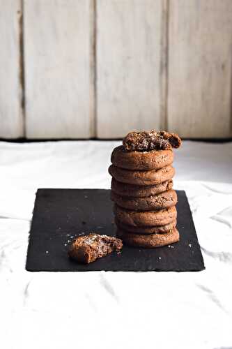 Salted Truffle Stuffed Chocolate Brownie Cookies