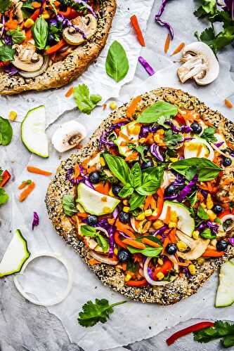 Rainbow Veggie Hummus Pizza & Everything Bagel Crust