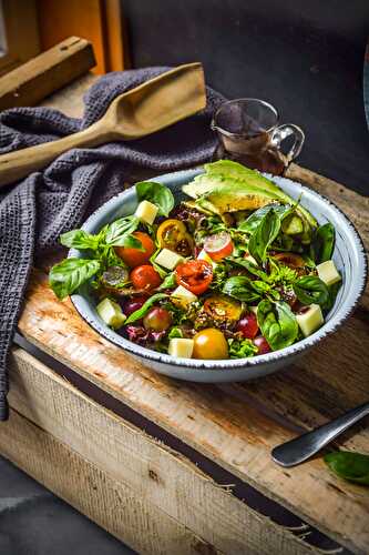 Grape Caprese Avocado Salad + Balsamic Reduction (Vegan+GF)