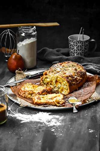 Caramel Pear Swirled Streusel Babka