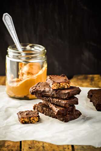 Chocolate-Dipped Peanut Butter Protein Bars (Vegan+GF)