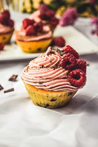 Raspberry Filled Chocolate Chip Cupcakes (Vegan)