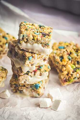 Cake Batter Funfetti Rice Krispie Treats (Vegan+GF)