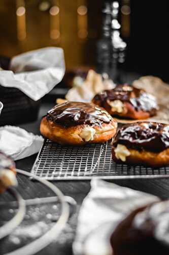 Chocolate Dipped Frosting Filled Doughnuts
